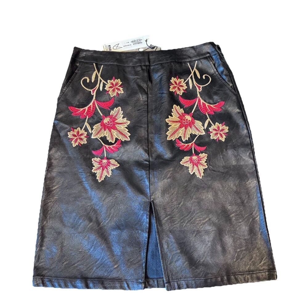 Minkpink Fallen Embroidered Midi Skirt Black, Women’s Large New With Tags